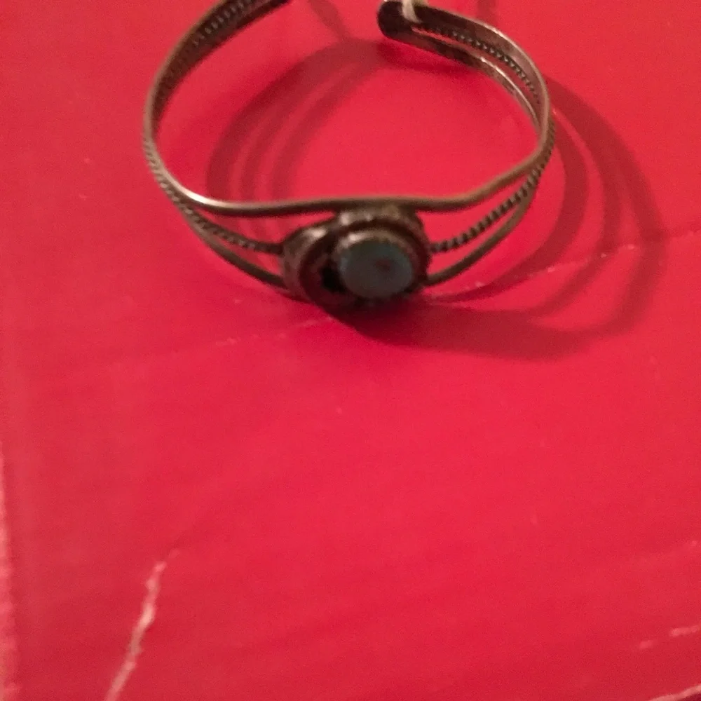 Native American petite turquoise stone bracelet Probably a Child’s size